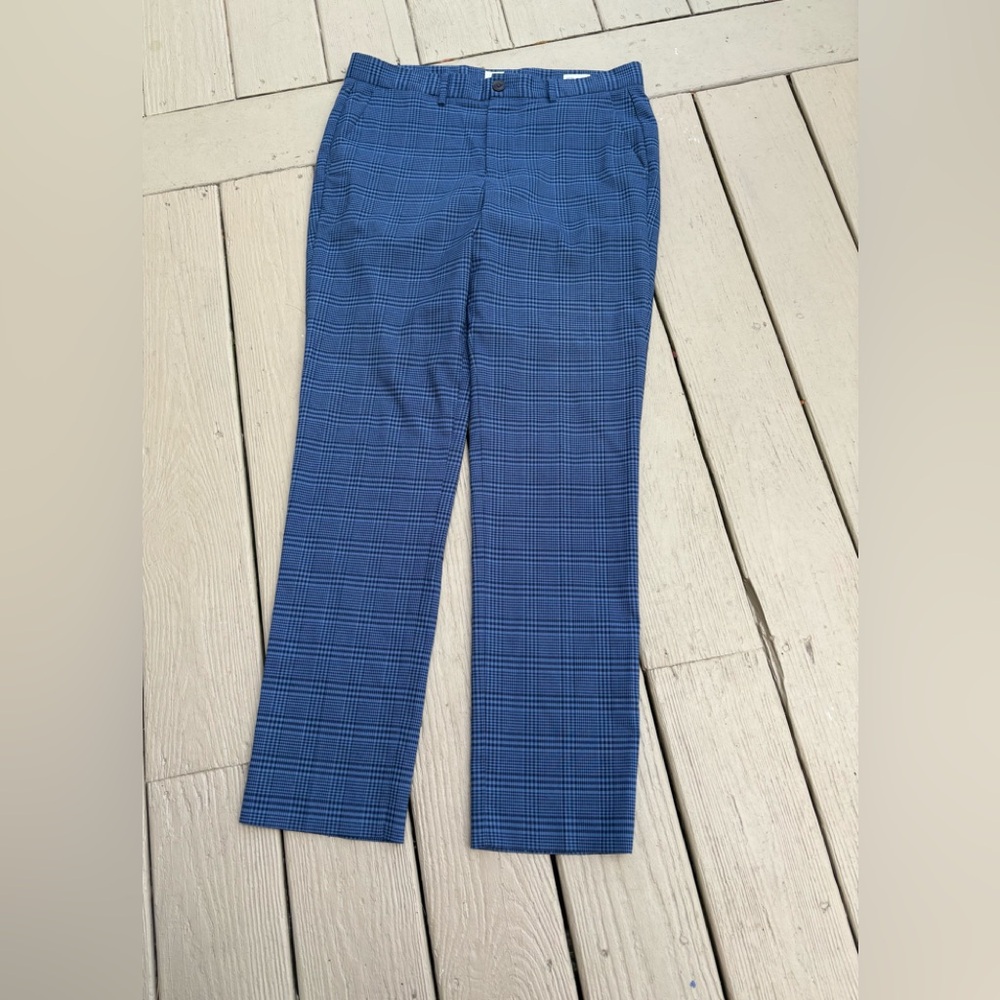 GAP Men's Blue Plaid Slim Dress Pants, Size: 32/32